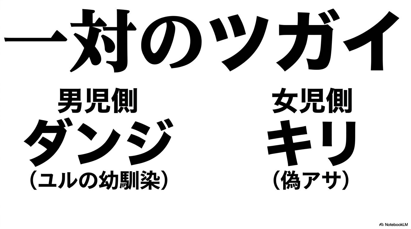男児側のダンジと女児側のキリからなる一対のツガイ