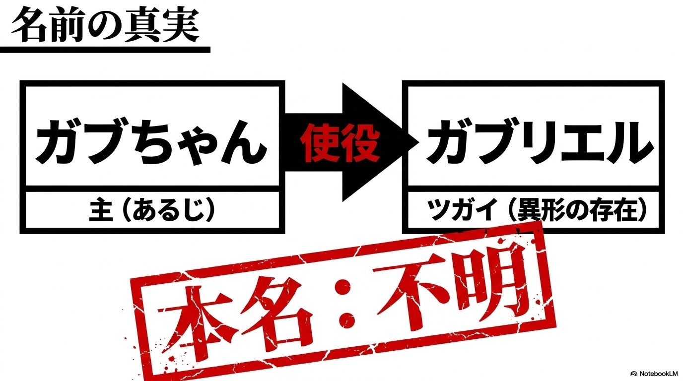 ガブちゃんの本名は不明であり、ガブリエルは使役するツガイであることを示す図