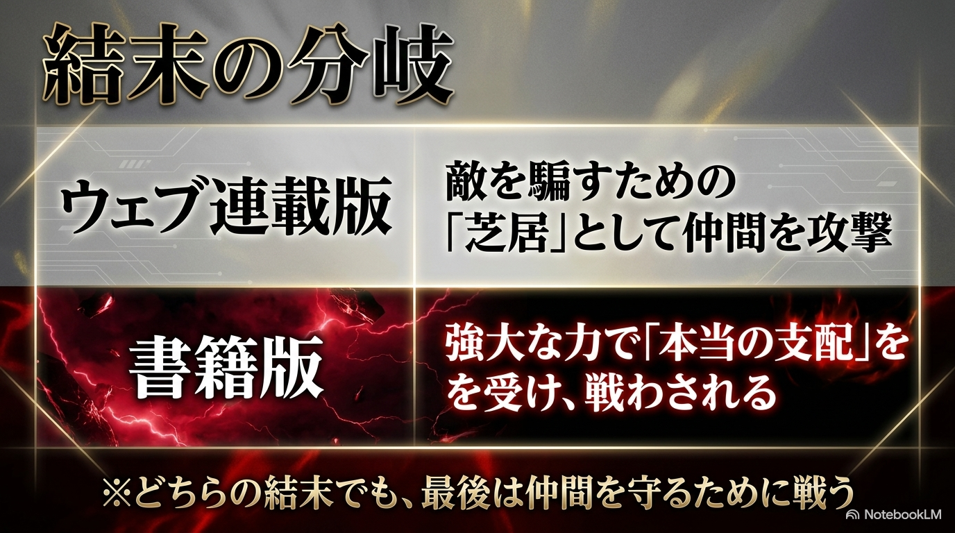 転スラのWeb版と書籍版で異なるミリムの支配と最終決戦での立場を比較した図