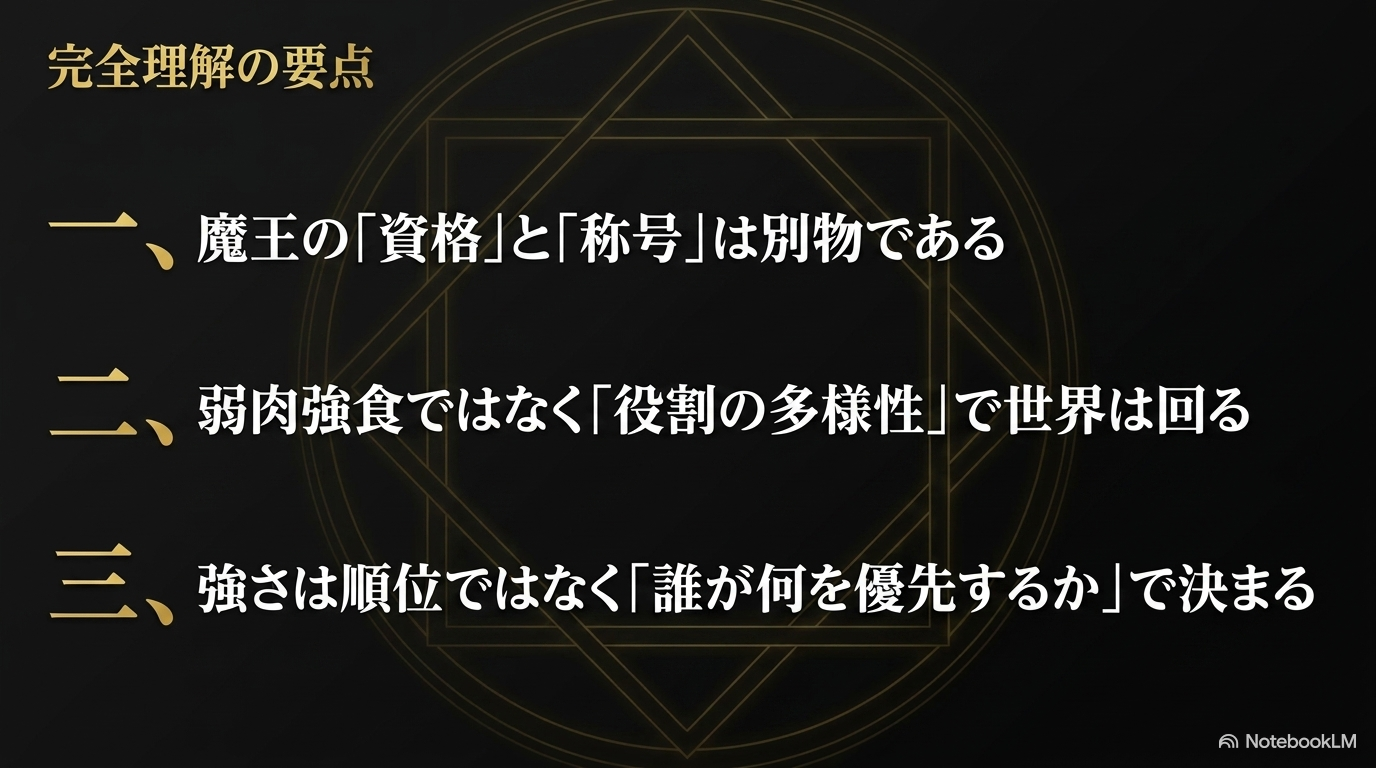 魔王の資格と称号、役割の多様性、強さの考え方をまとめた八星魔王の要点