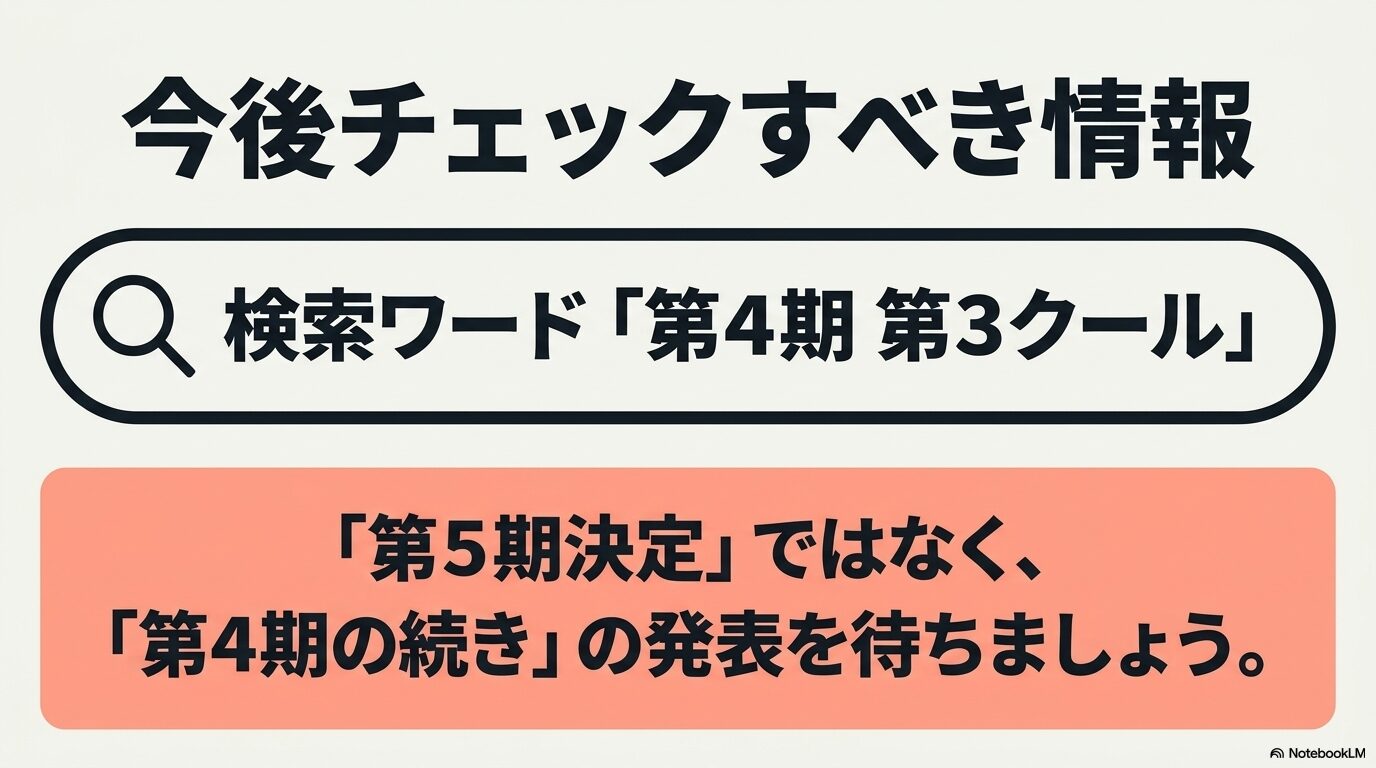 転スラの次の公式情報は第5期ではなく、第4期第3クールや第4期後半として確認することを示すスライド