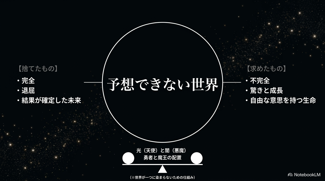 ヴェルダナーヴァが完全さと確定した未来を捨て、不完全さや自由意志を持つ予想できない世界を求めた理由