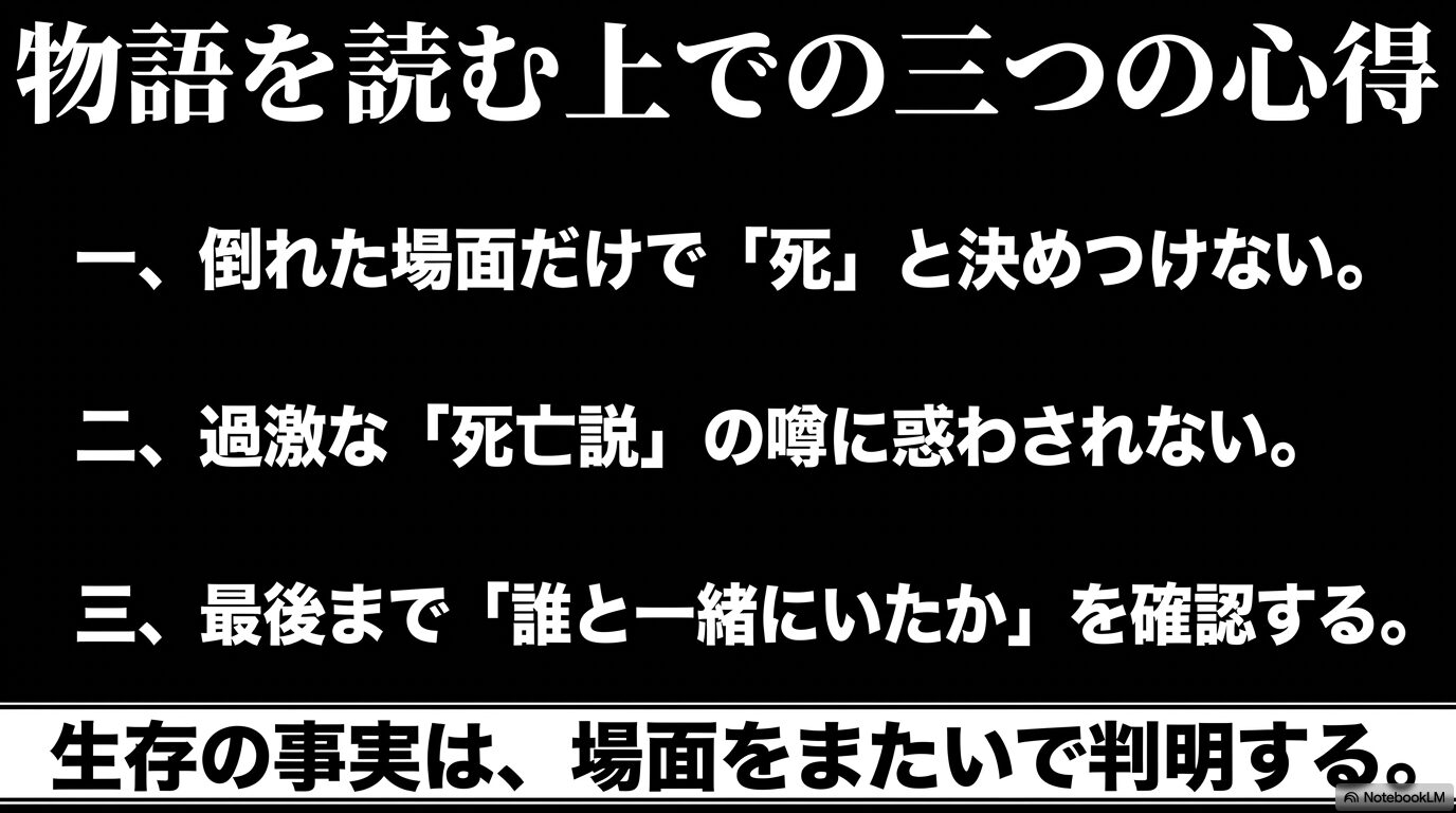 倒れた場面だけで死と決めつけないなど、黄泉のツガイの物語を正しく読み解くための3つの心得