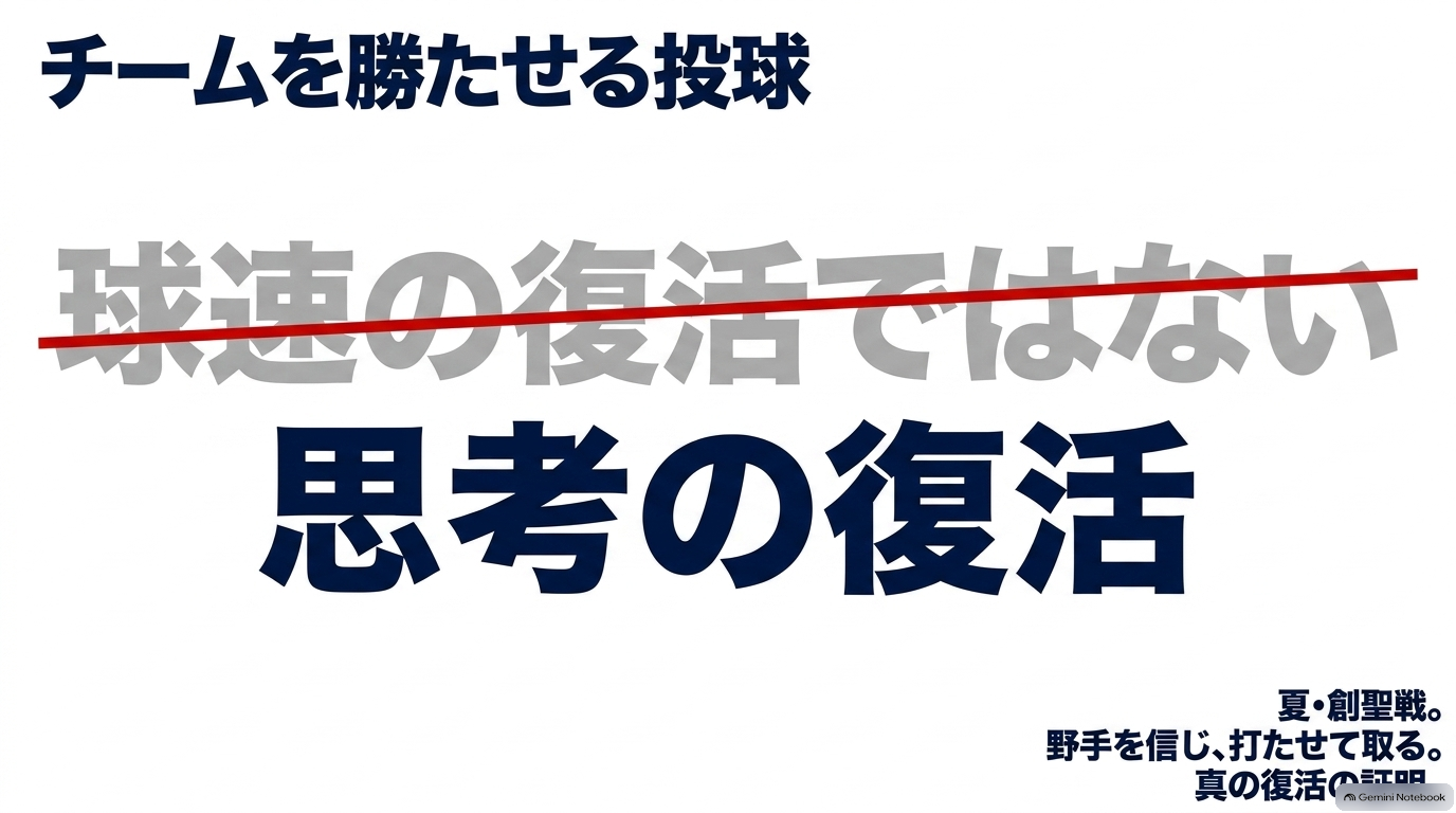 創聖戦で降谷暁が球速だけではなく野手を信頼してチームを勝たせる投球へ成長したことを示す図