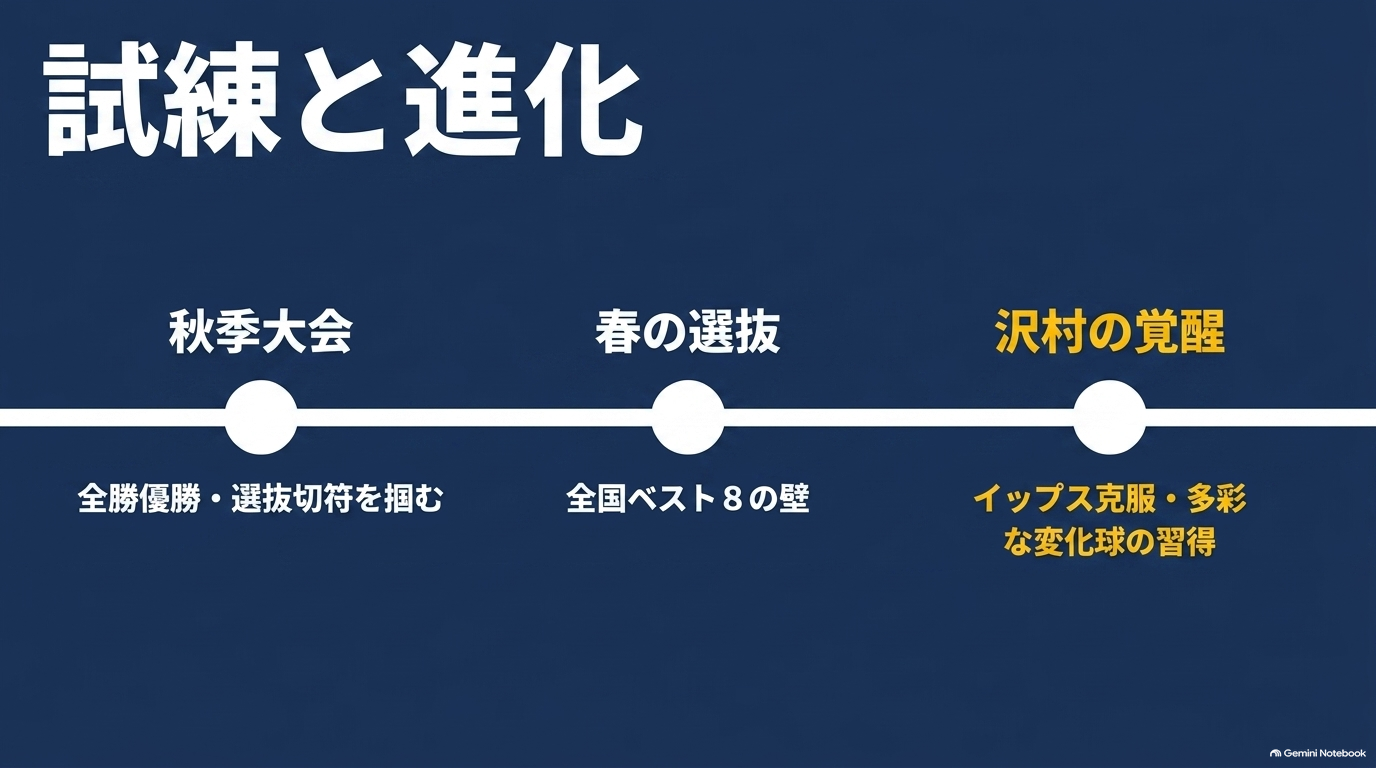 秋季大会優勝と春の選抜を経てイップスを克服し投球の幅を広げた沢村栄純の成長