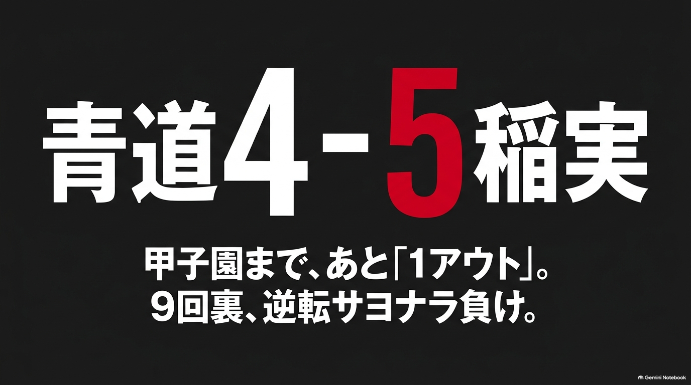 青道高校が稲城実業に4対5で敗れ甲子園まであと1アウトから逆転サヨナラ負けした1年夏決勝の結果