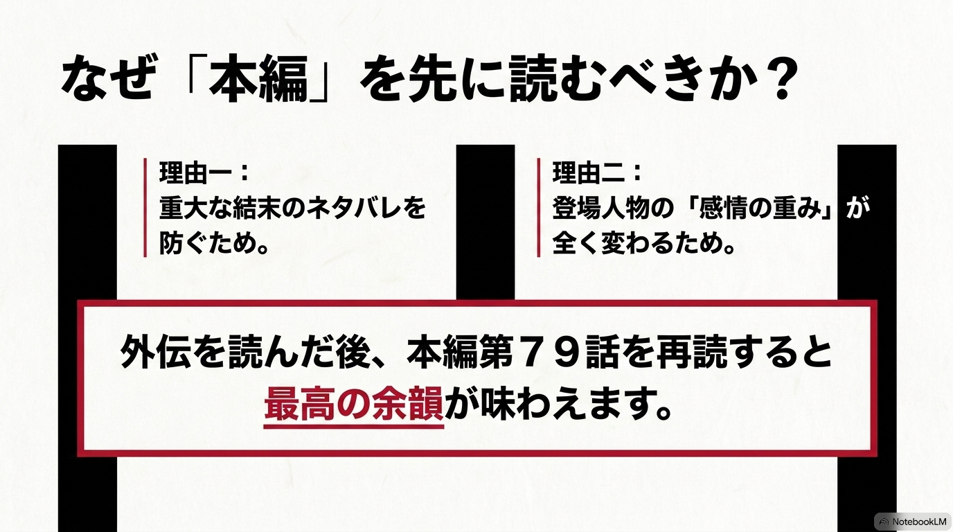 重大なネタバレを防ぎ登場人物の感情を理解するために本編第79話を先に読む理由