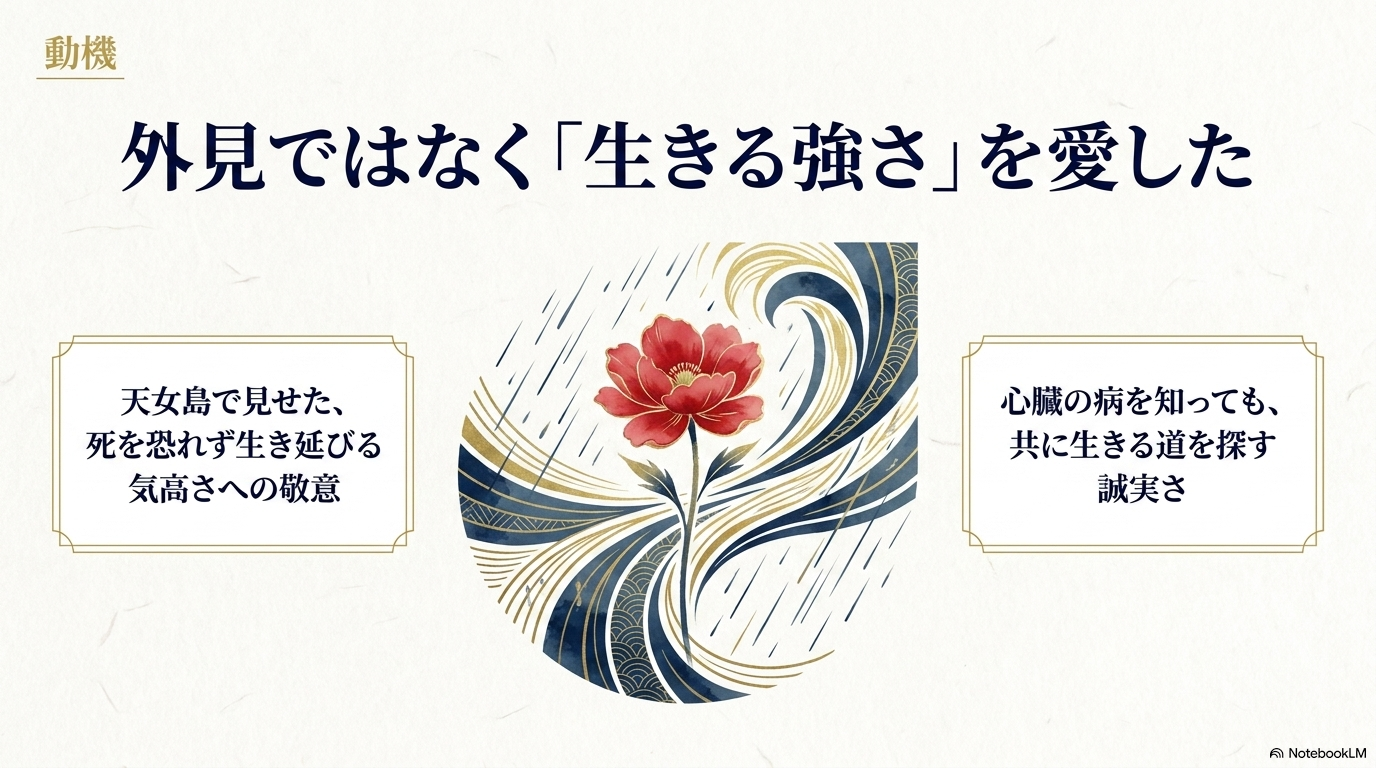 紗都子の外見ではなく死を恐れず生きようとする強さと誠実さに惹かれた光春の想い