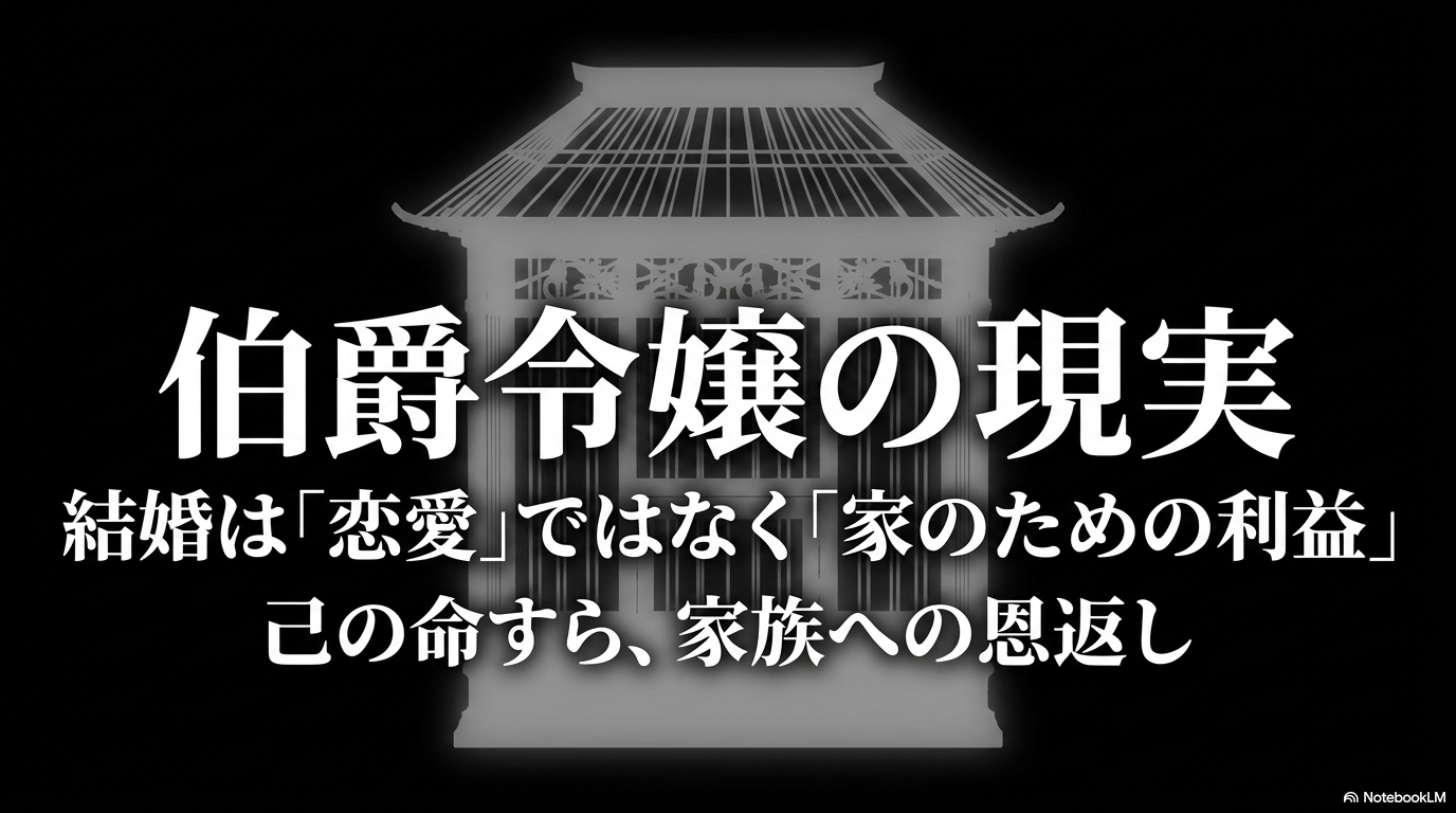 伯爵令嬢・紗都子の結婚が恋愛ではなく、家の利益と家族への恩返しとして求められたことを示す図