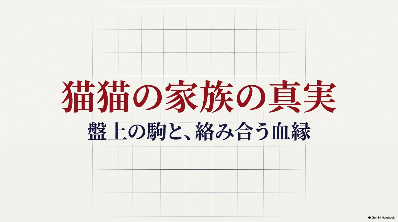 『薬屋のひとりごと』猫猫の家族の真実と盤上の駒のように絡み合う血縁を解説するスライド