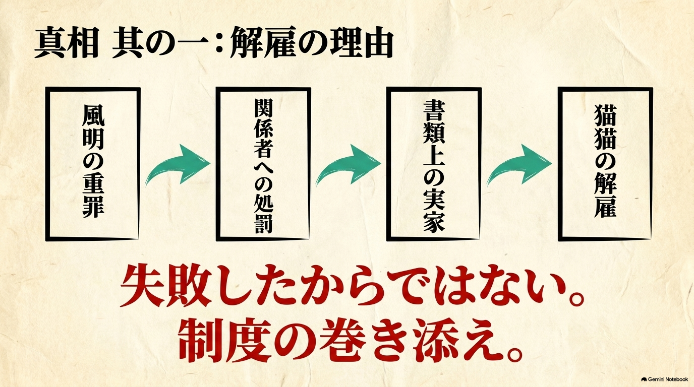 風明の事件から関係者への処罰、書類上のつながりを経て猫猫が解雇された流れ